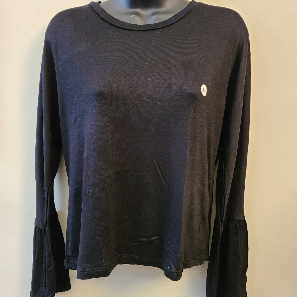 M. Patmos Womens Cotton Deep V-Neck Ruffle Blouse